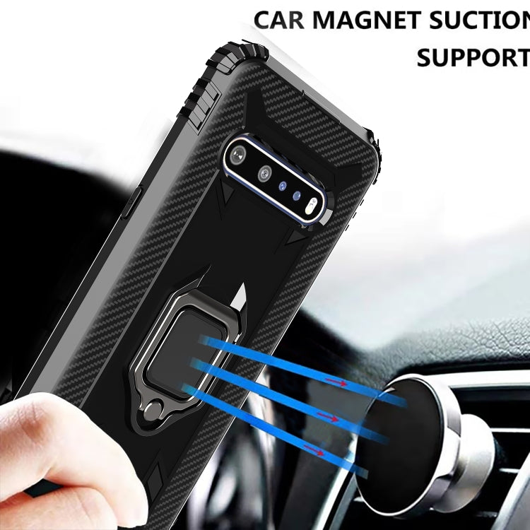 For LG V60 & V60 ThinQ Carbon Fiber Protective Case with 360 Degree Rotating Ring Holder