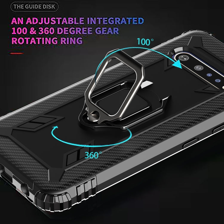 For LG V60 & V60 ThinQ Carbon Fiber Protective Case with 360 Degree Rotating Ring Holder
