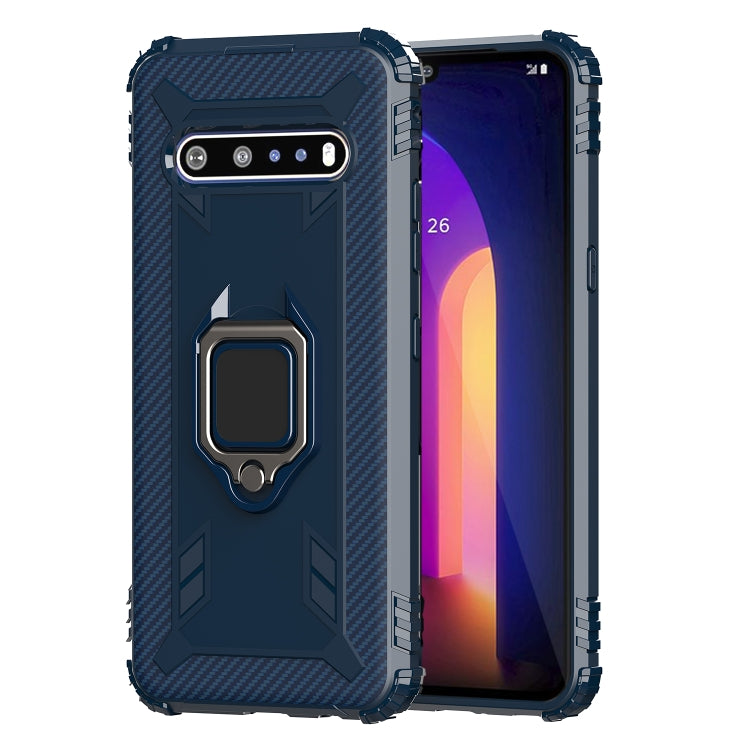 For LG V60 & V60 ThinQ Carbon Fiber Protective Case with 360 Degree Rotating Ring Holder