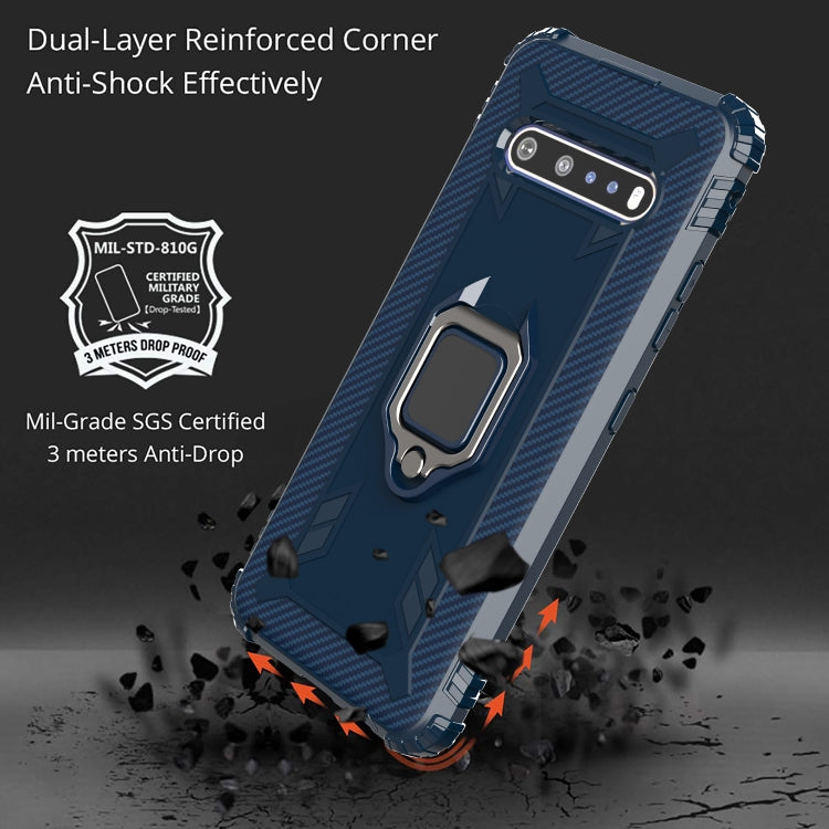 For LG V60 & V60 ThinQ Carbon Fiber Protective Case with 360 Degree Rotating Ring Holder