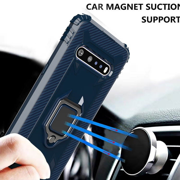 For LG V60 & V60 ThinQ Carbon Fiber Protective Case with 360 Degree Rotating Ring Holder