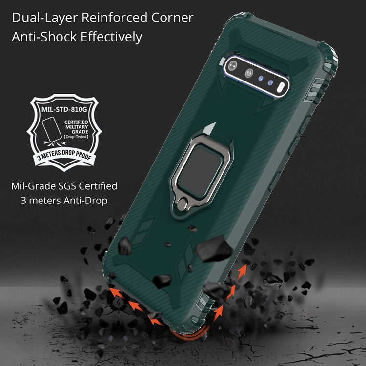 For LG V60 & V60 ThinQ Carbon Fiber Protective Case with 360 Degree Rotating Ring Holder