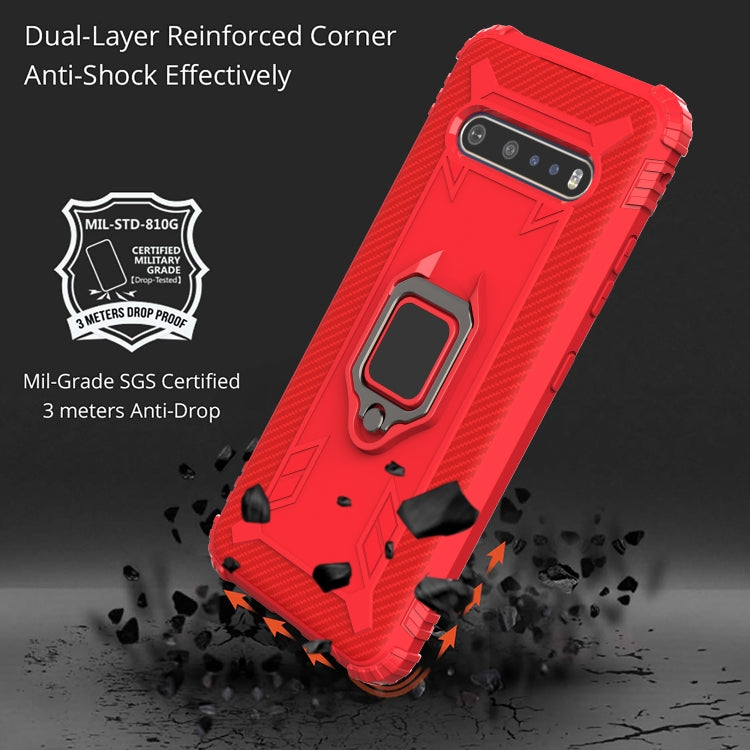 For LG V60 & V60 ThinQ Carbon Fiber Protective Case with 360 Degree Rotating Ring Holder