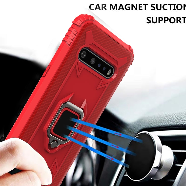 For LG V60 & V60 ThinQ Carbon Fiber Protective Case with 360 Degree Rotating Ring Holder