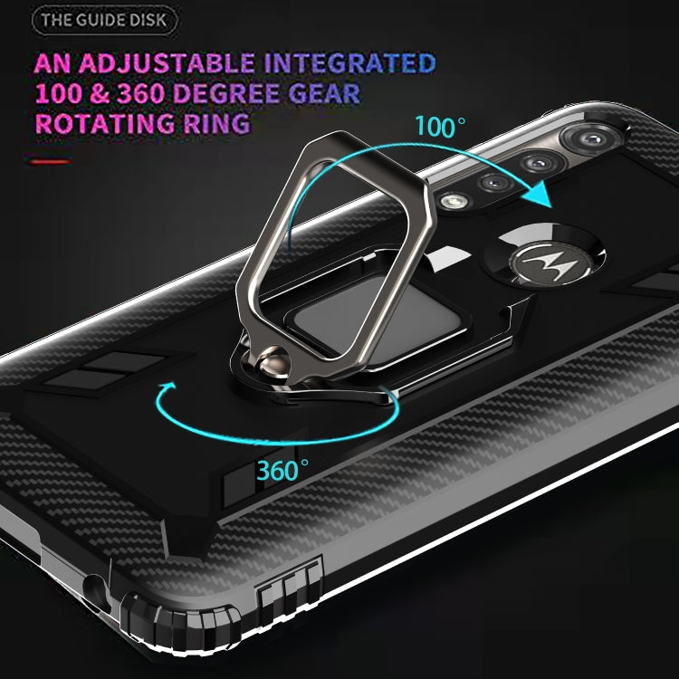 For Motorola Moto G Power Carbon Fiber Protective Case with 360 Degree Rotating Ring Holder