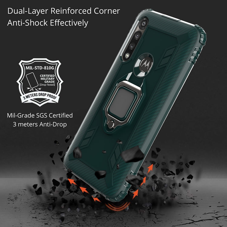 For Motorola Moto G Power Carbon Fiber Protective Case with 360 Degree Rotating Ring Holder