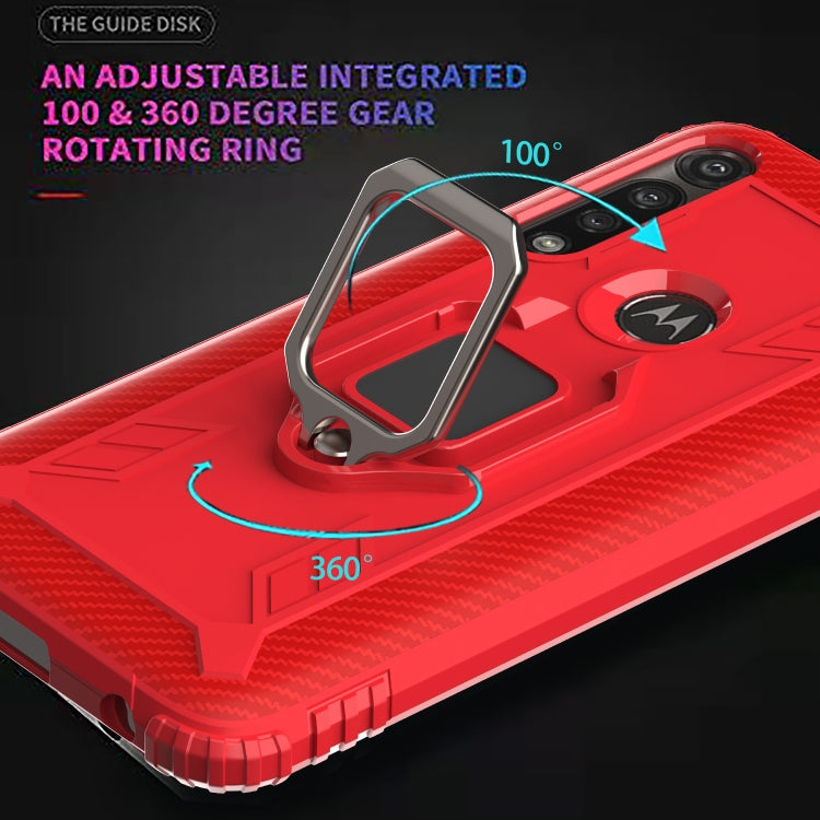 For Motorola Moto G Power Carbon Fiber Protective Case with 360 Degree Rotating Ring Holder