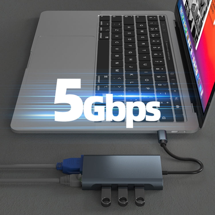 2311 8 in 1 USB-C / Type-C to USB Multifunctional Docking Station HUB Adapter