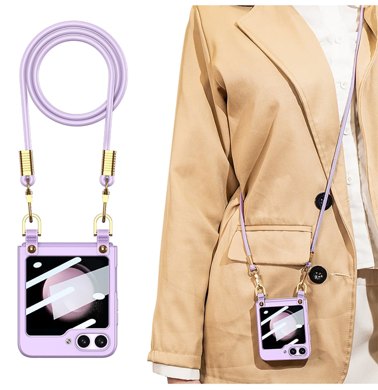 For Samsung Galaxy Z Flip5 GKK Cross-body Ultra-thin PC Phone Case with Strap