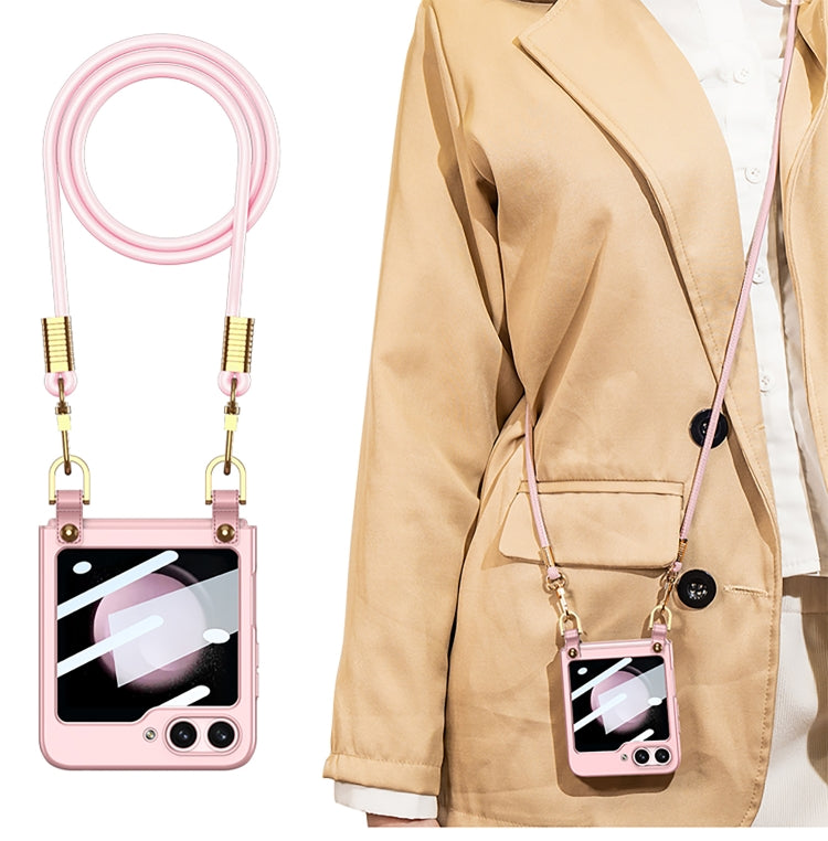 For Samsung Galaxy Z Flip5 GKK Cross-body Ultra-thin PC Phone Case with Strap