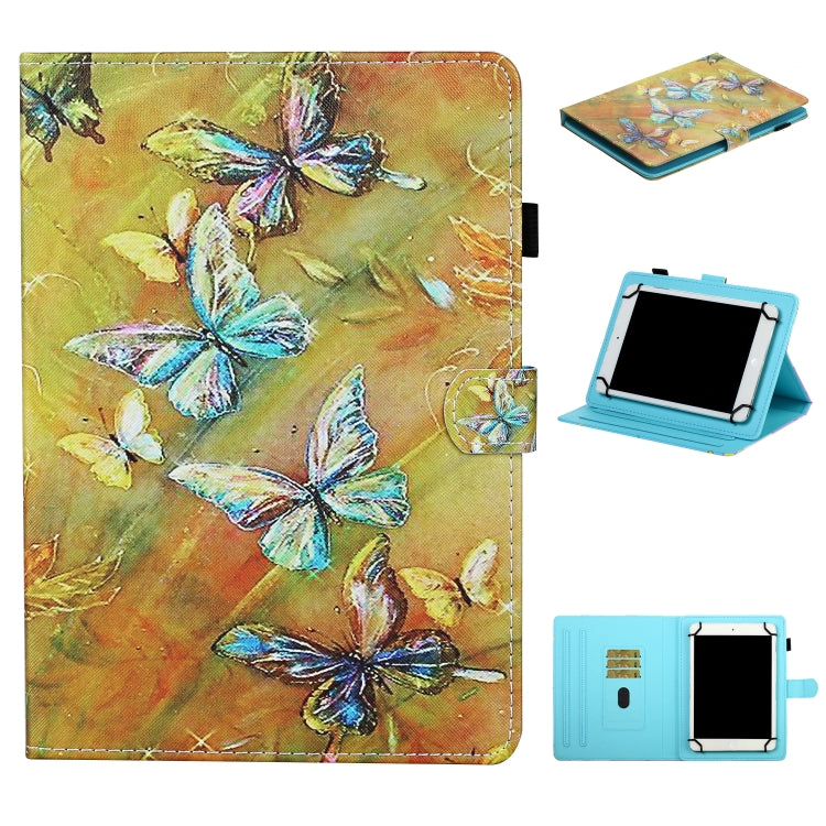 For 8 inch Universal Tablet Colored Drawing Stitching Horizontal Flip Leather Case with Holder & Card Slots & Anti-skid strip