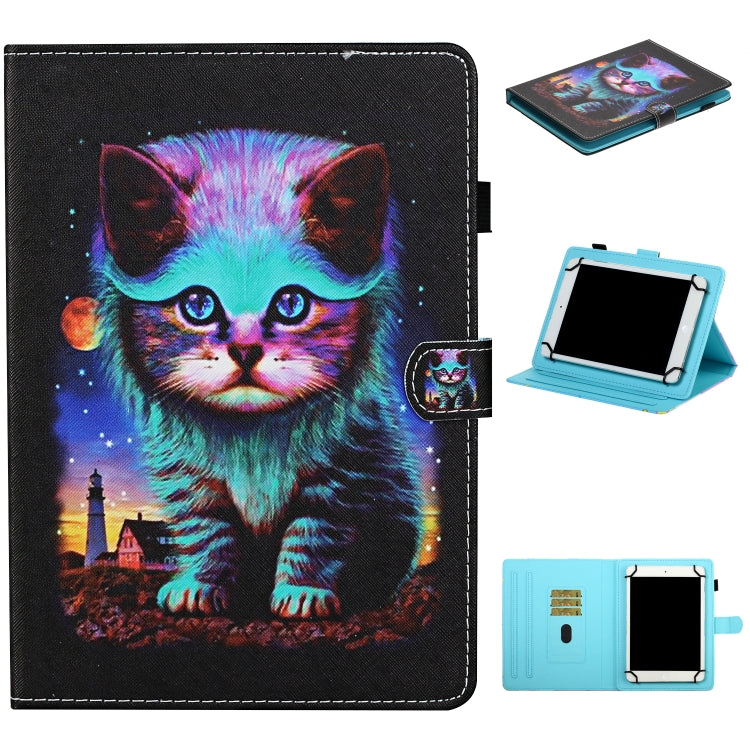 For 8 inch Universal Tablet Colored Drawing Stitching Horizontal Flip Leather Case with Holder & Card Slots & Anti-skid strip