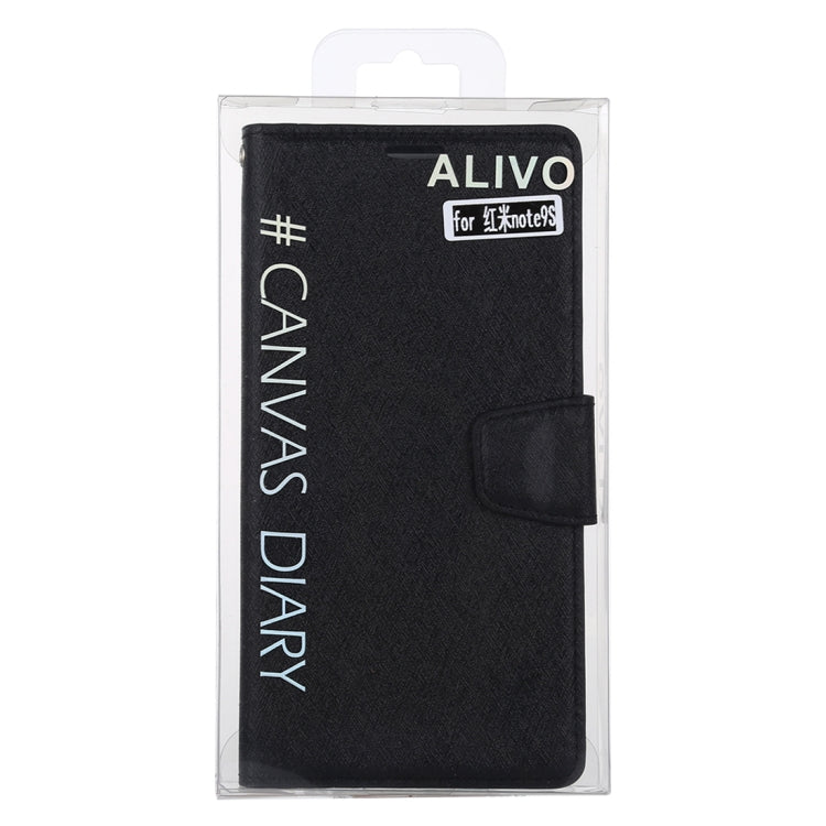 For Xiaomi Redmi Note 9S ALIVO Canvas Diary Silk Texture Horizontal Flip Leather Case with Holder & Card Slots & Wallet & Photo Frame