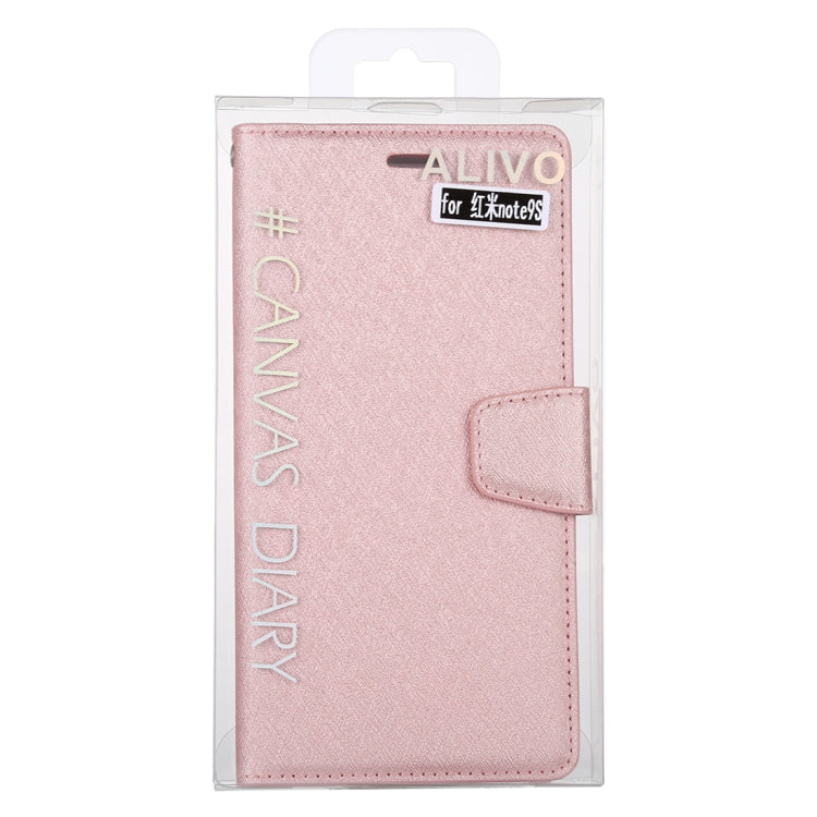For Xiaomi Redmi Note 9S ALIVO Canvas Diary Silk Texture Horizontal Flip Leather Case with Holder & Card Slots & Wallet & Photo Frame