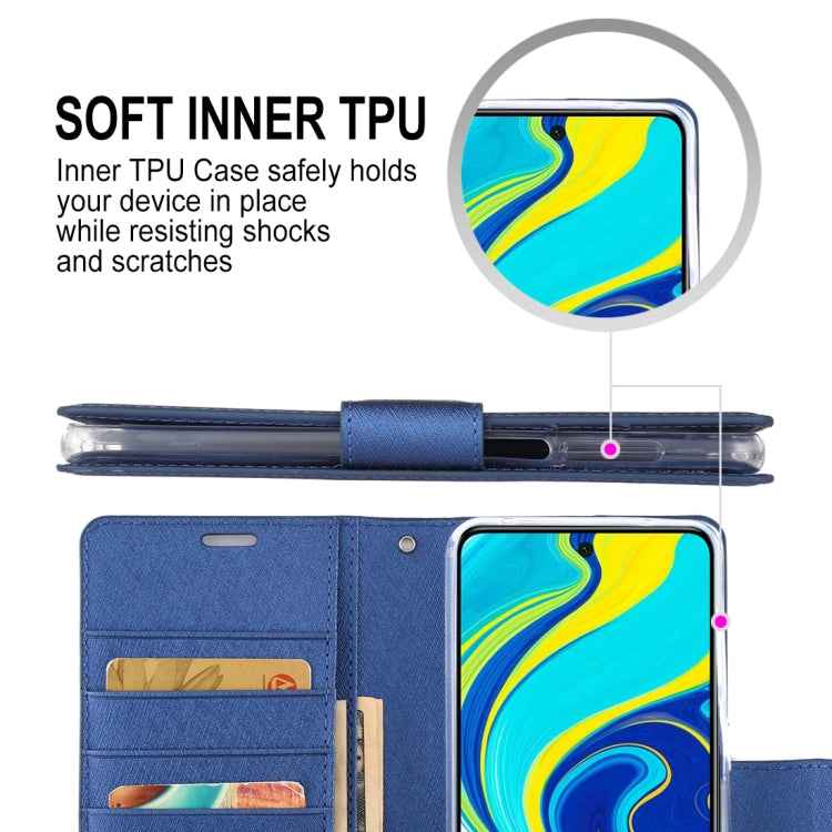 For Xiaomi Redmi Note 9S ALIVO Canvas Diary Silk Texture Horizontal Flip Leather Case with Holder & Card Slots & Wallet & Photo Frame