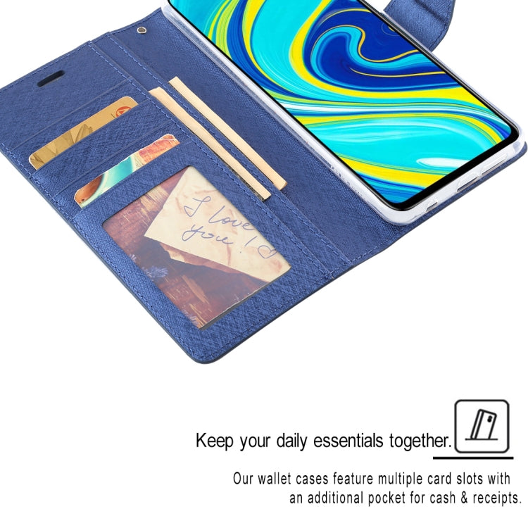 For Xiaomi Redmi Note 9S ALIVO Canvas Diary Silk Texture Horizontal Flip Leather Case with Holder & Card Slots & Wallet & Photo Frame