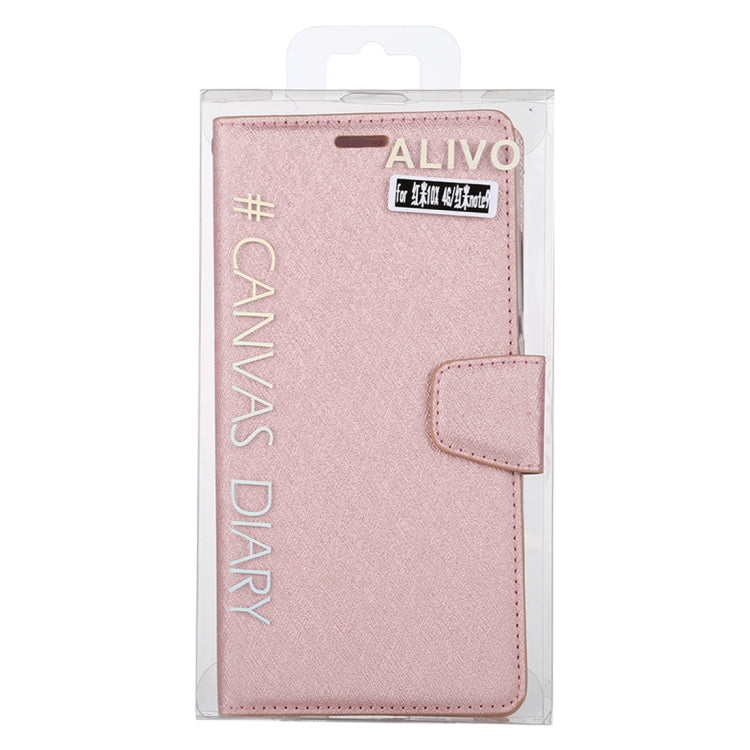 For Xiaomi Redmi 10X ALIVO Canvas Diary Silk Texture Horizontal Flip Leather Case with Holder & Card Slots & Wallet & Photo Frame