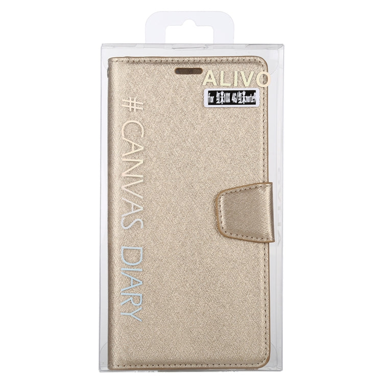 For Xiaomi Redmi 10X ALIVO Canvas Diary Silk Texture Horizontal Flip Leather Case with Holder & Card Slots & Wallet & Photo Frame