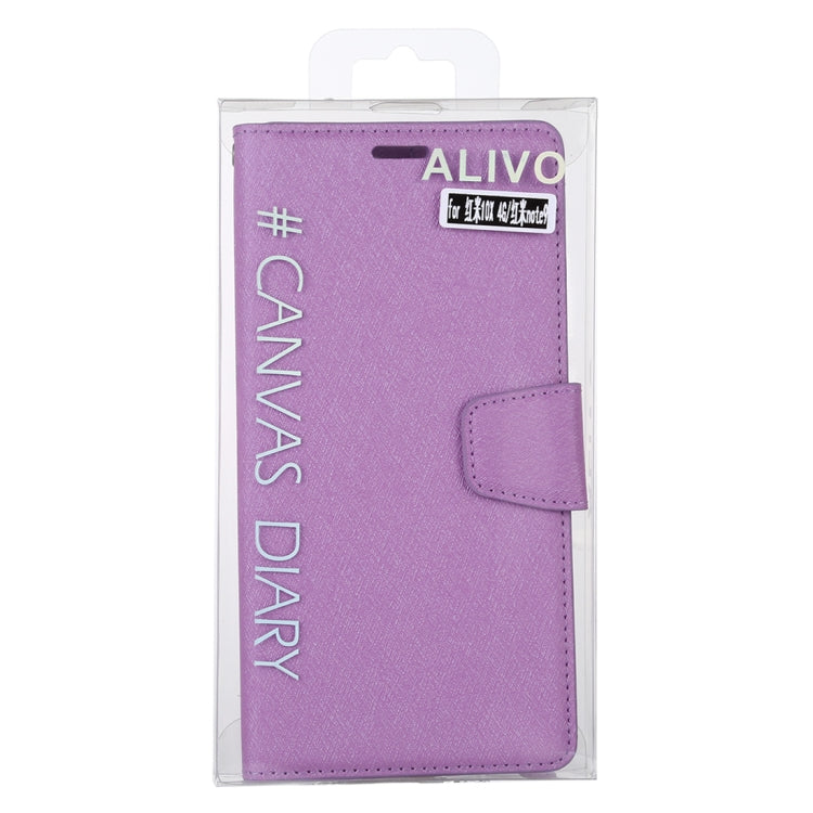 For Xiaomi Redmi 10X ALIVO Canvas Diary Silk Texture Horizontal Flip Leather Case with Holder & Card Slots & Wallet & Photo Frame