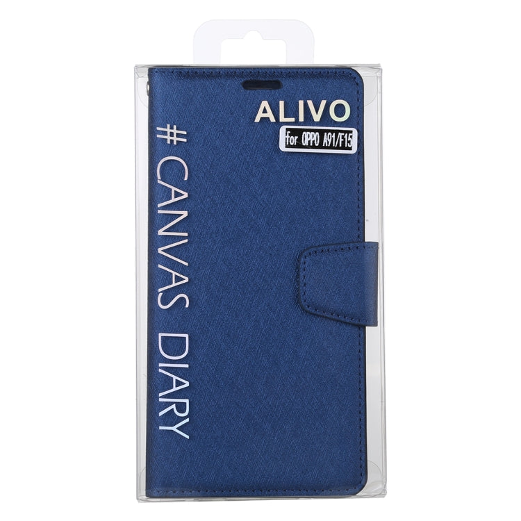 For OPPO A91 ALIVO Canvas Diary Silk Texture Horizontal Flip Leather Case with Holder & Card Slots & Wallet & Photo Frame