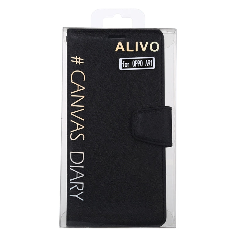For OPPO A91 ALIVO Canvas Diary Silk Texture Horizontal Flip Leather Case with Holder & Card Slots & Wallet & Photo Frame