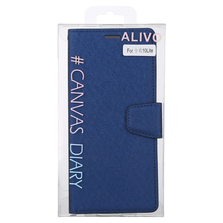 For Xiaomi Mi 10 Lite ALIVO Canvas Diary Silk Texture Horizontal Flip Leather Case with Holder & Card Slots & Wallet & Photo Frame
