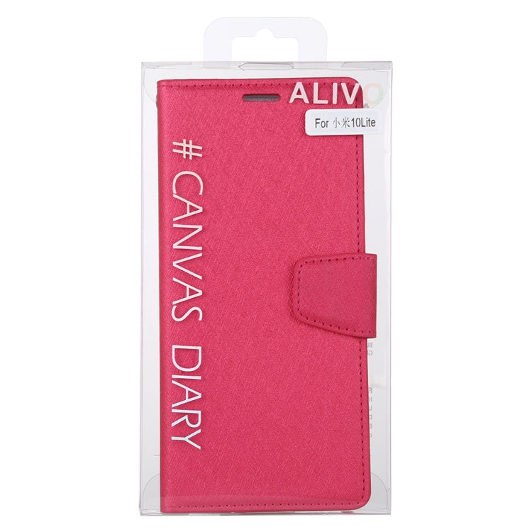 For Xiaomi Mi 10 Lite ALIVO Canvas Diary Silk Texture Horizontal Flip Leather Case with Holder & Card Slots & Wallet & Photo Frame