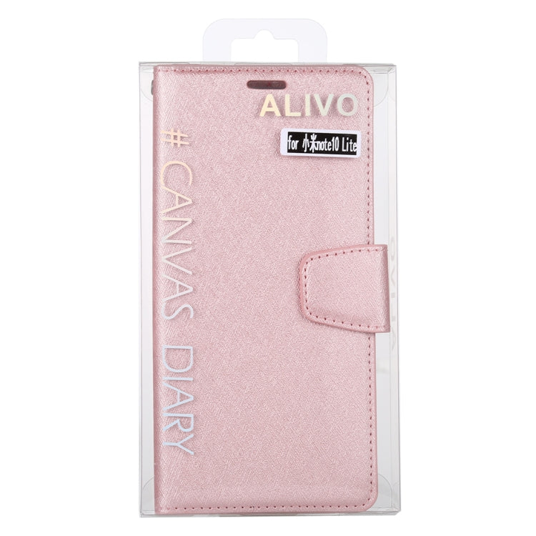 For Xiaomi Mi Note 10 Lite ALIVO Canvas Diary Silk Texture Horizontal Flip Leather Case with Holder & Card Slots & Wallet & Photo Frame