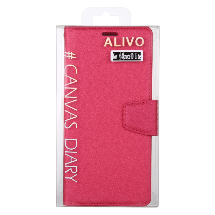 For Xiaomi Mi Note 10 Lite ALIVO Canvas Diary Silk Texture Horizontal Flip Leather Case with Holder & Card Slots & Wallet & Photo Frame