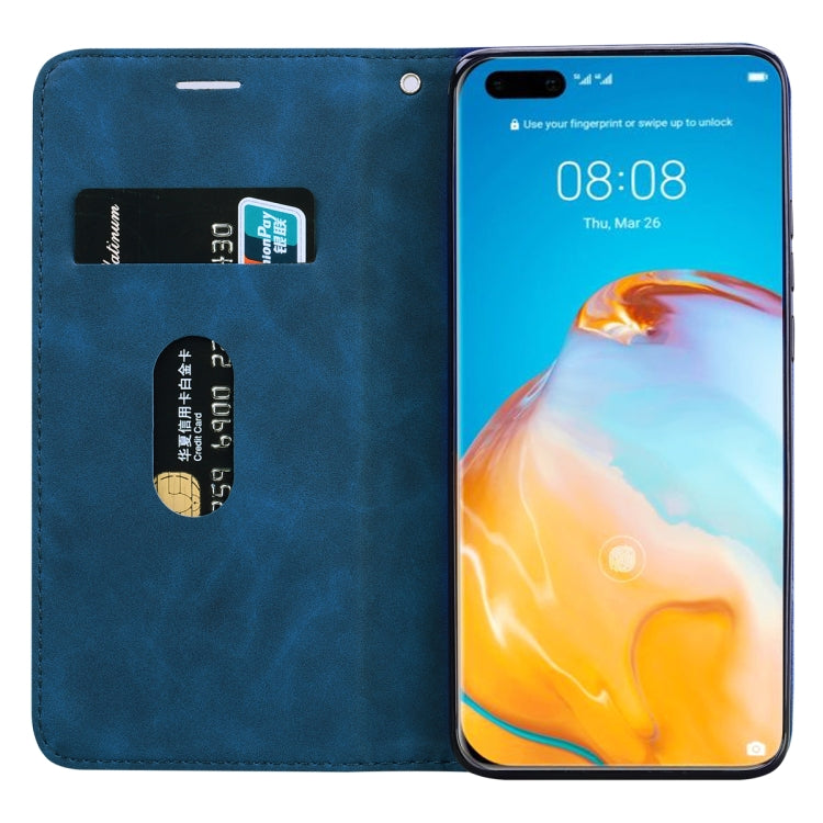 For Huawei P40 Pro Frosted Business Magnetic Horizontal Flip PU Leather Case with Holder & Card Slot & Lanyard