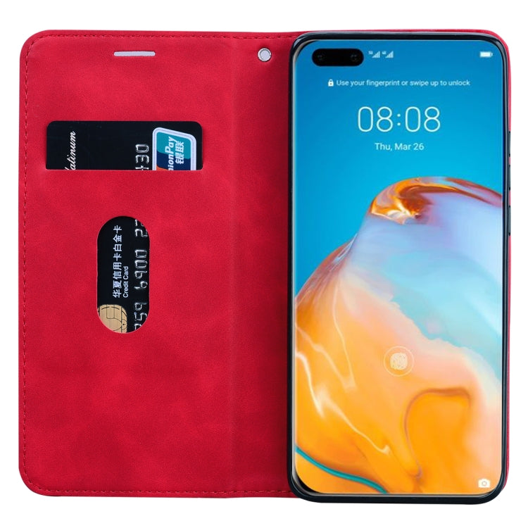 For Huawei P40 Pro Frosted Business Magnetic Horizontal Flip PU Leather Case with Holder & Card Slot & Lanyard