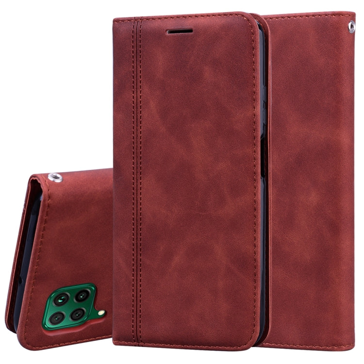 For Huawei P40 Lite Frosted Business Magnetic Horizontal Flip PU Leather Case with Holder & Card Slot & Lanyard