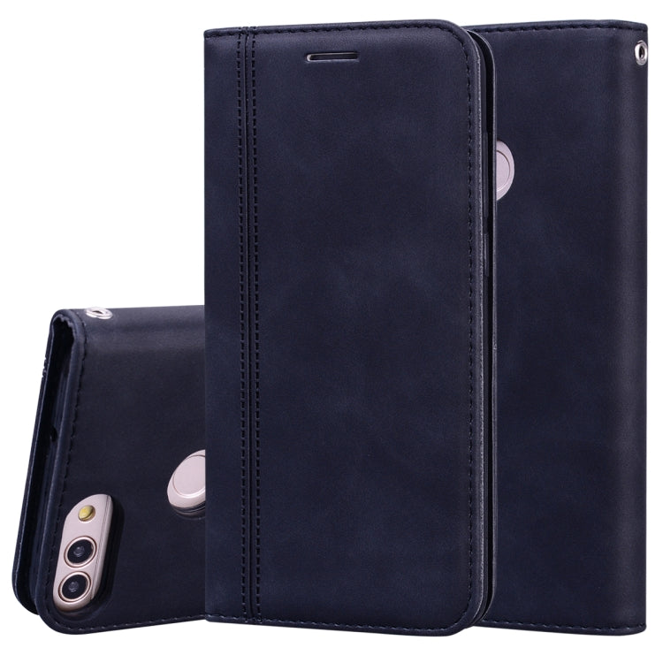 For Huawei P Smart / Enjoy 7S Frosted Business Magnetic Horizontal Flip PU Leather Case with Holder & Card Slot & Lanyard