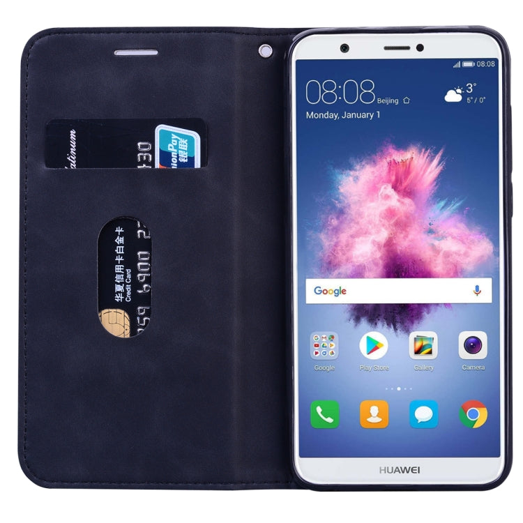 For Huawei P Smart / Enjoy 7S Frosted Business Magnetic Horizontal Flip PU Leather Case with Holder & Card Slot & Lanyard