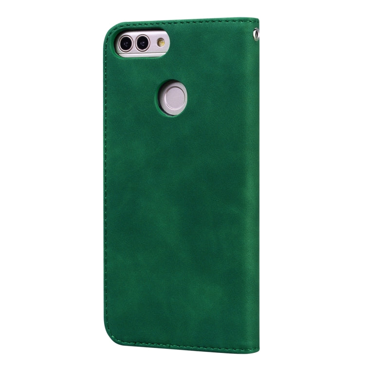 For Huawei P Smart / Enjoy 7S Frosted Business Magnetic Horizontal Flip PU Leather Case with Holder & Card Slot & Lanyard