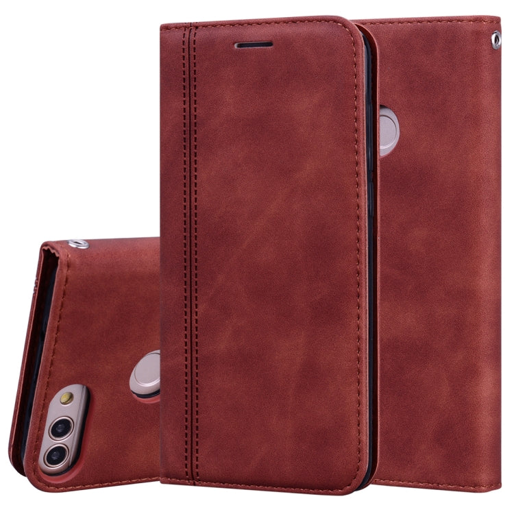 For Huawei P Smart / Enjoy 7S Frosted Business Magnetic Horizontal Flip PU Leather Case with Holder & Card Slot & Lanyard