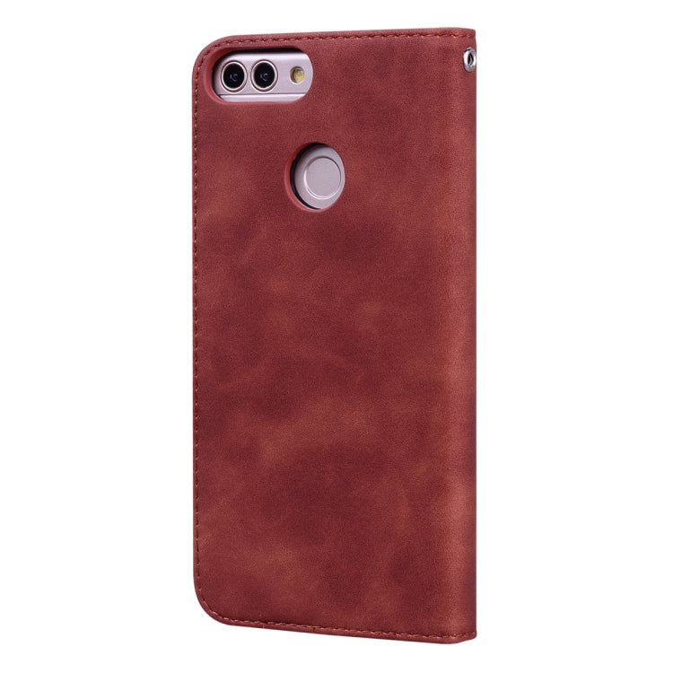 For Huawei P Smart / Enjoy 7S Frosted Business Magnetic Horizontal Flip PU Leather Case with Holder & Card Slot & Lanyard
