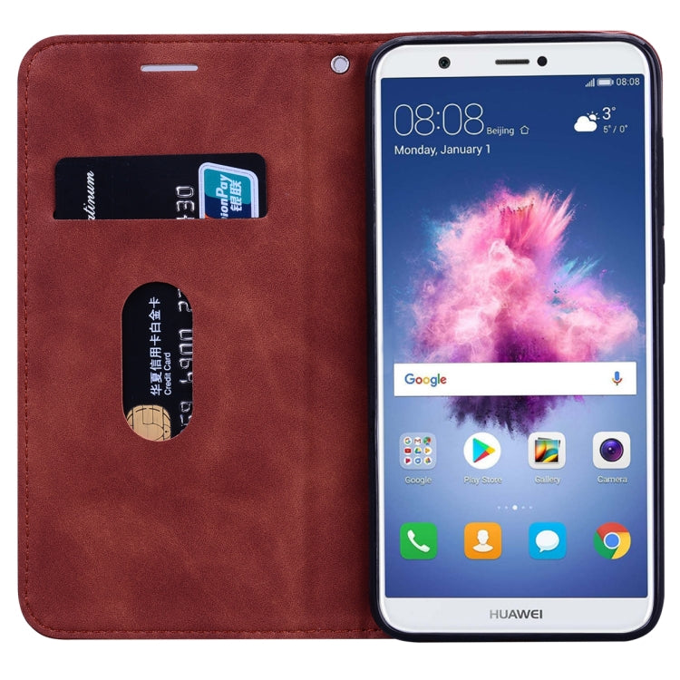 For Huawei P Smart / Enjoy 7S Frosted Business Magnetic Horizontal Flip PU Leather Case with Holder & Card Slot & Lanyard