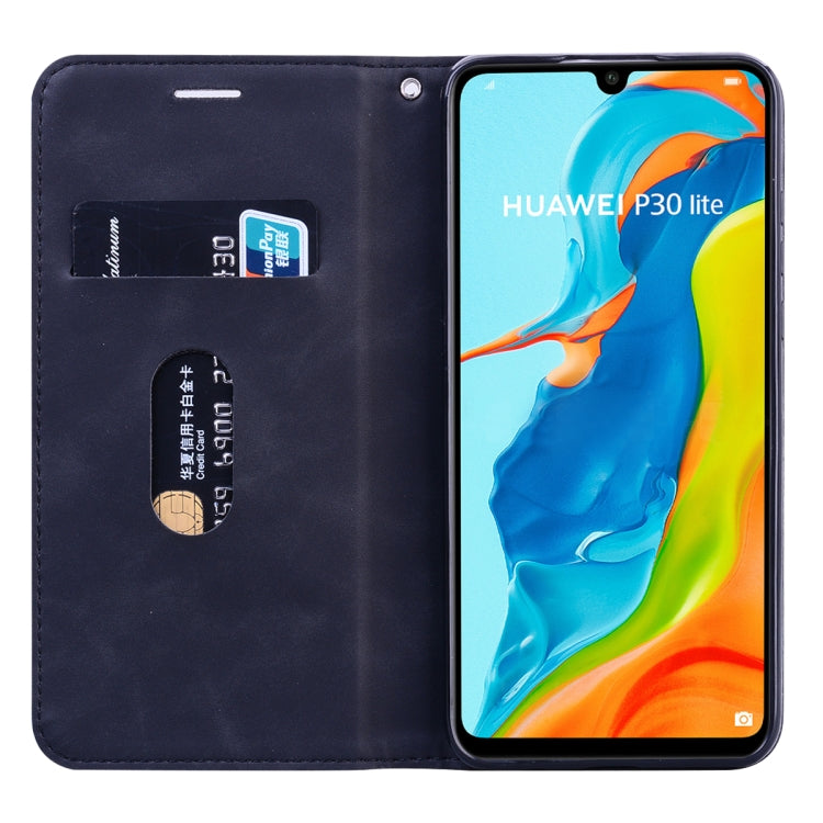 For Huawei P30 Lite Frosted Business Magnetic Horizontal Flip PU Leather Case with Holder & Card Slot & Lanyard