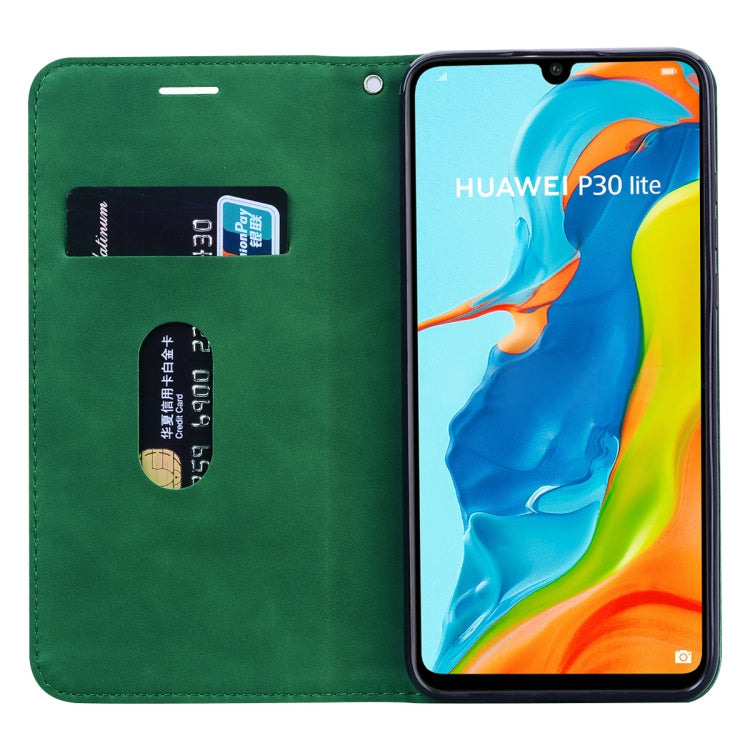 For Huawei P30 Lite Frosted Business Magnetic Horizontal Flip PU Leather Case with Holder & Card Slot & Lanyard