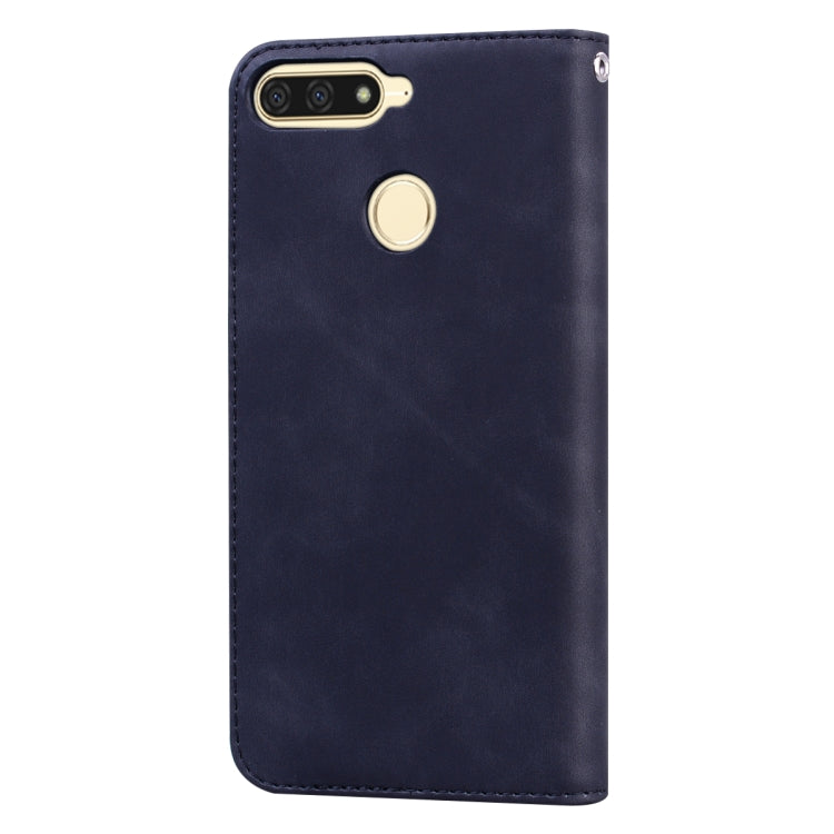 For Huawei Honor 7A Frosted Business Magnetic Horizontal Flip PU Leather Case with Holder & Card Slot & Lanyard