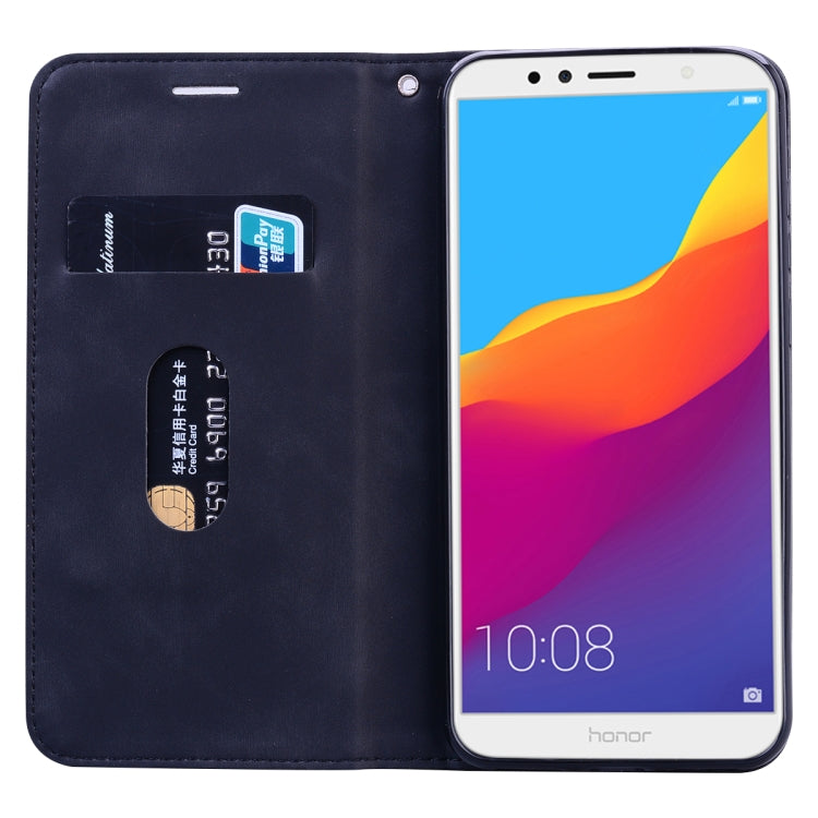 For Huawei Honor 7A Frosted Business Magnetic Horizontal Flip PU Leather Case with Holder & Card Slot & Lanyard