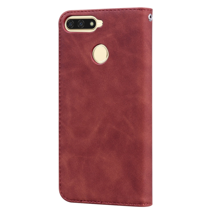 For Huawei Honor 7A Frosted Business Magnetic Horizontal Flip PU Leather Case with Holder & Card Slot & Lanyard