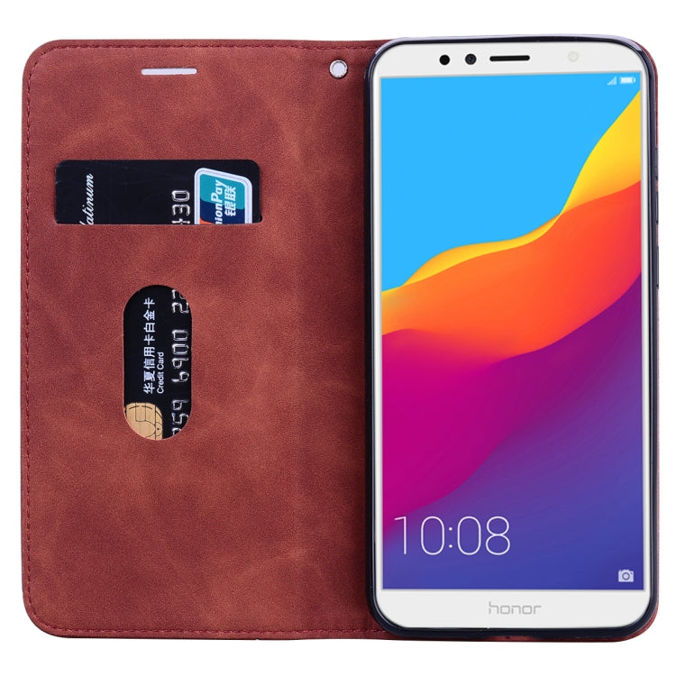 For Huawei Honor 7A Frosted Business Magnetic Horizontal Flip PU Leather Case with Holder & Card Slot & Lanyard