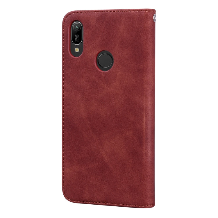 For Huawei Honor 8A / Y6 (2019) Frosted Business Magnetic Horizontal Flip PU Leather Case with Holder & Card Slot & Lanyard