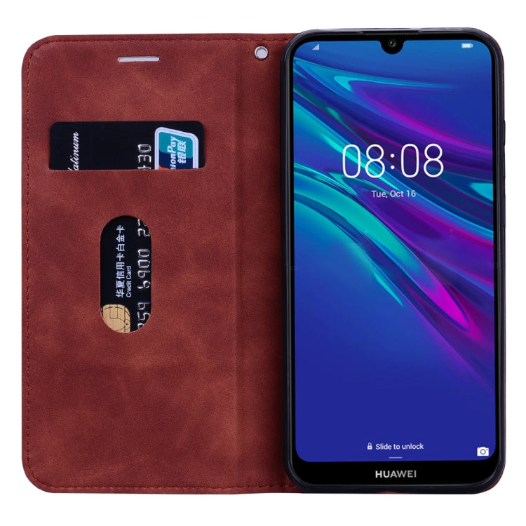 For Huawei Honor 8A / Y6 (2019) Frosted Business Magnetic Horizontal Flip PU Leather Case with Holder & Card Slot & Lanyard