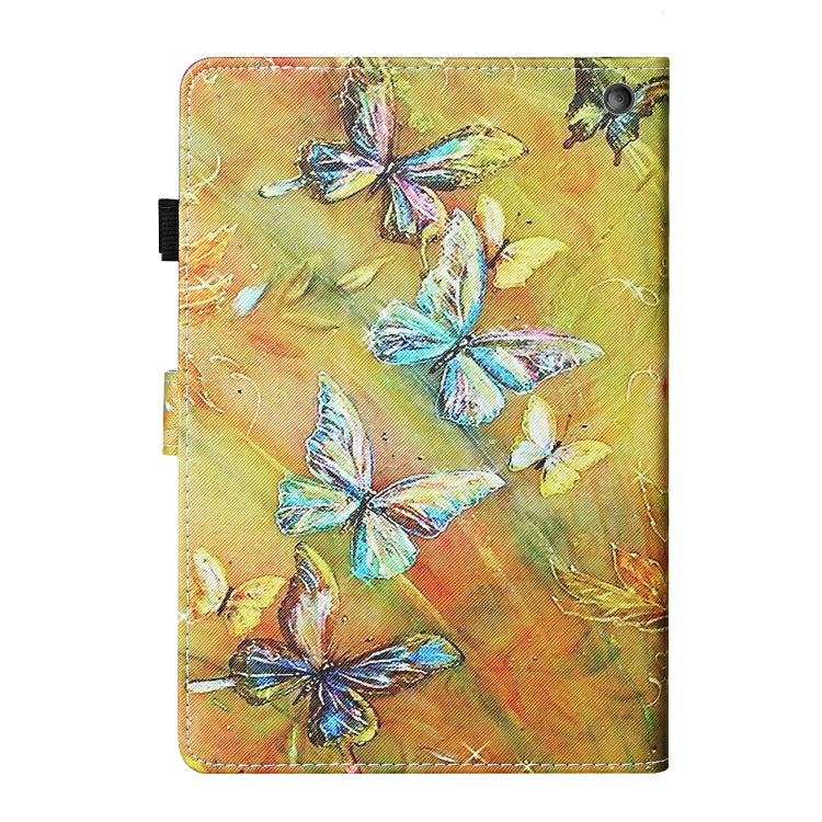 For Kindle Fire HD8 (2020) / HD8 Plus (2020) Colored Drawing Stitching Horizontal Flip Leather Case with Holder & Card Slots & Sleep / Wake-up Function