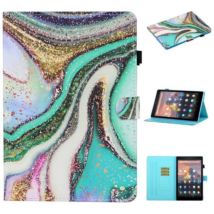 For Kindle Fire HD8 2015 / 2016 / 2018 Colored Drawing Stitching Horizontal Flip Leather Case with Holder & Card Slots & Sleep / Wake-up Function