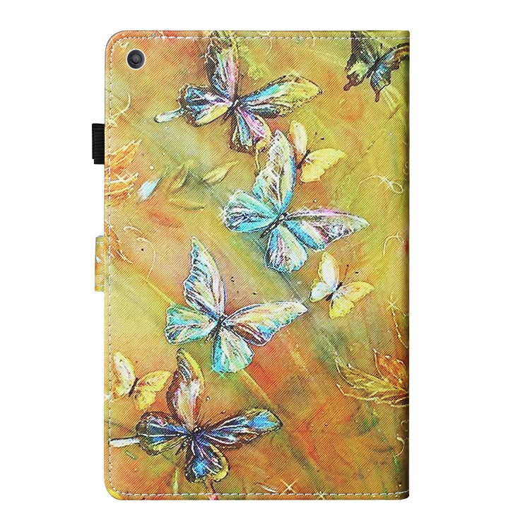 For Kindle Fire HD10 2015 / 2017 / 2019 Colored Drawing Stitching Horizontal Flip Leather Case with Holder & Card Slots & Sleep / Wake-up Function