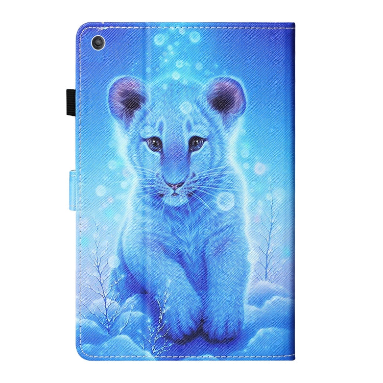 For Kindle Fire HD10 2015 / 2017 / 2019 Colored Drawing Stitching Horizontal Flip Leather Case with Holder & Card Slots & Sleep / Wake-up Function